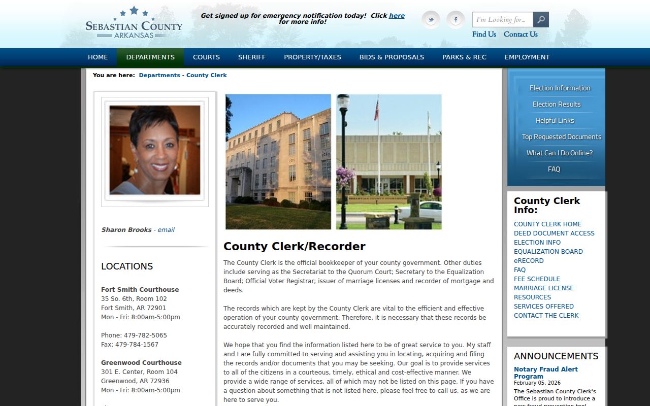 Fort Smith residents directory Sebastian County Clerk records hub