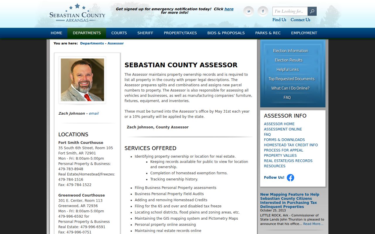 Fort Smith residents directory Sebastian County property records