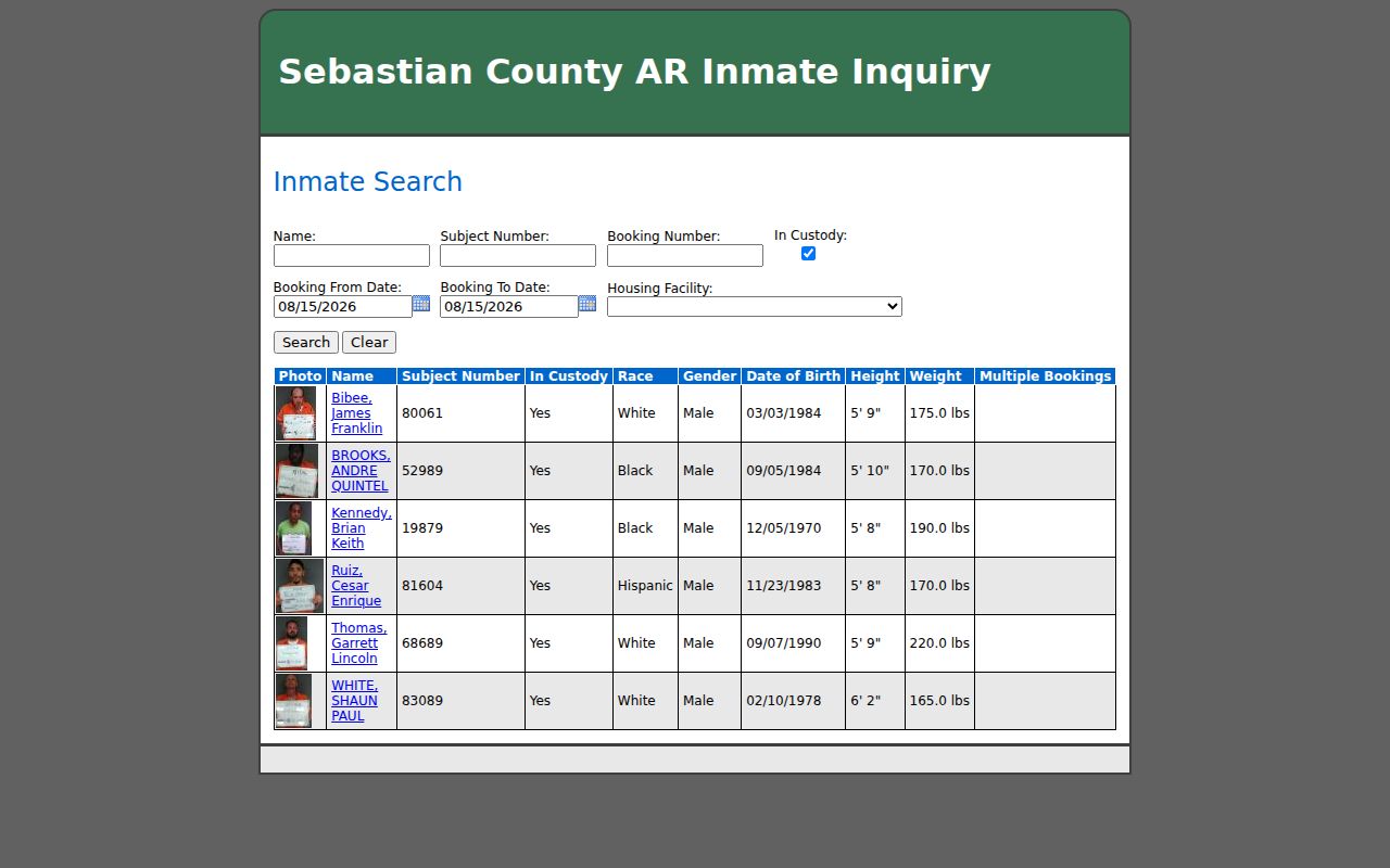 Fort Smith neighbors Sebastian County inmate inquiry