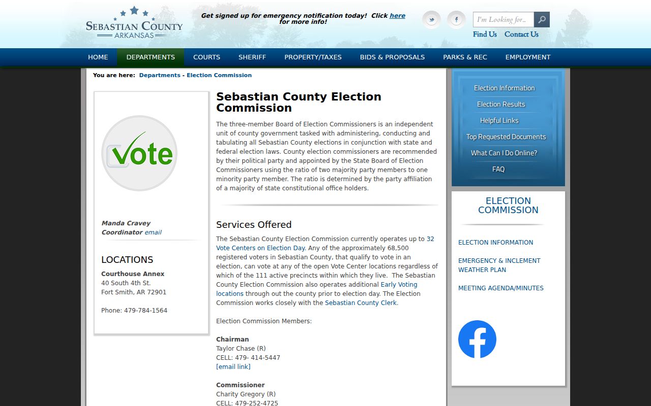 Fort Smith neighbors Sebastian County Election Commission source