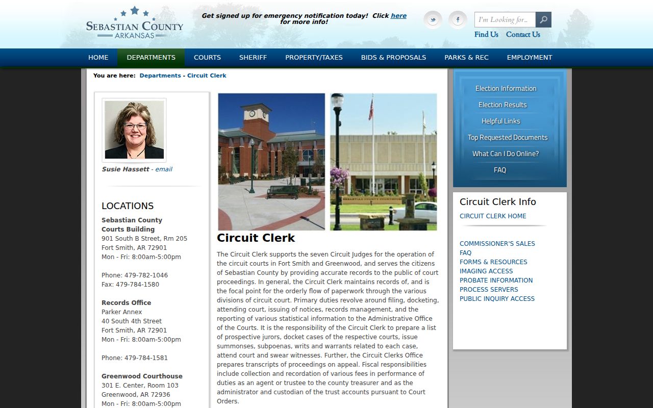 Fort Smith resident lookup through Sebastian County Circuit Clerk