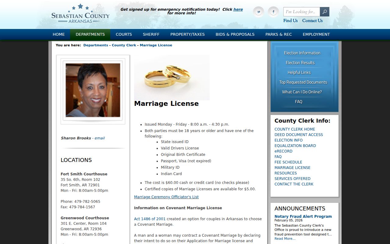 Fort Smith resident lookup using Sebastian County marriage records