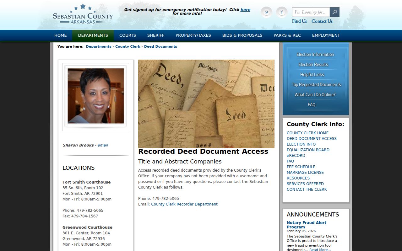 Fort Smith street directory recorded deed access page